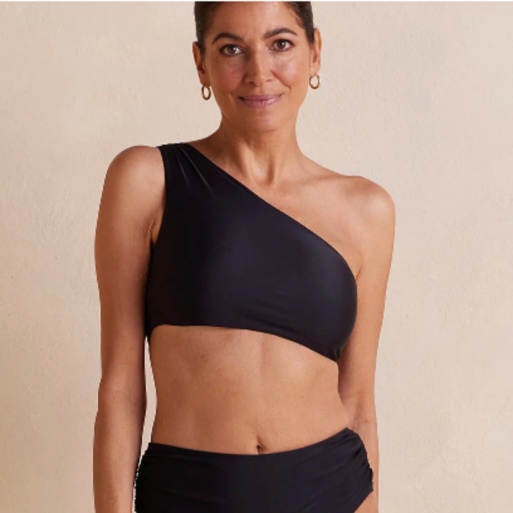 NWT Summersalt Ruched Sidestroke Bikini Top 8 Black